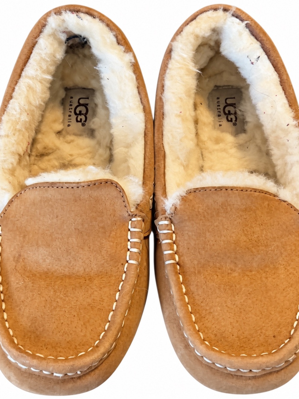 UGG Kids Chestnut Brown Shearling-Lined Moccasins